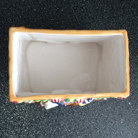 M&Ms Christmas FTD Candy Bowl Dish Fireplace Red Yellow Ceramic Collectible - Picture 5 of 9